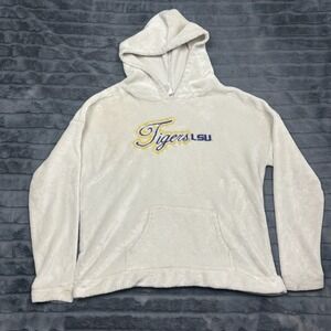 Sideline Apparel LSU Tigers Women XL Cream Plush Fleece Hoodie Fanwear 10836